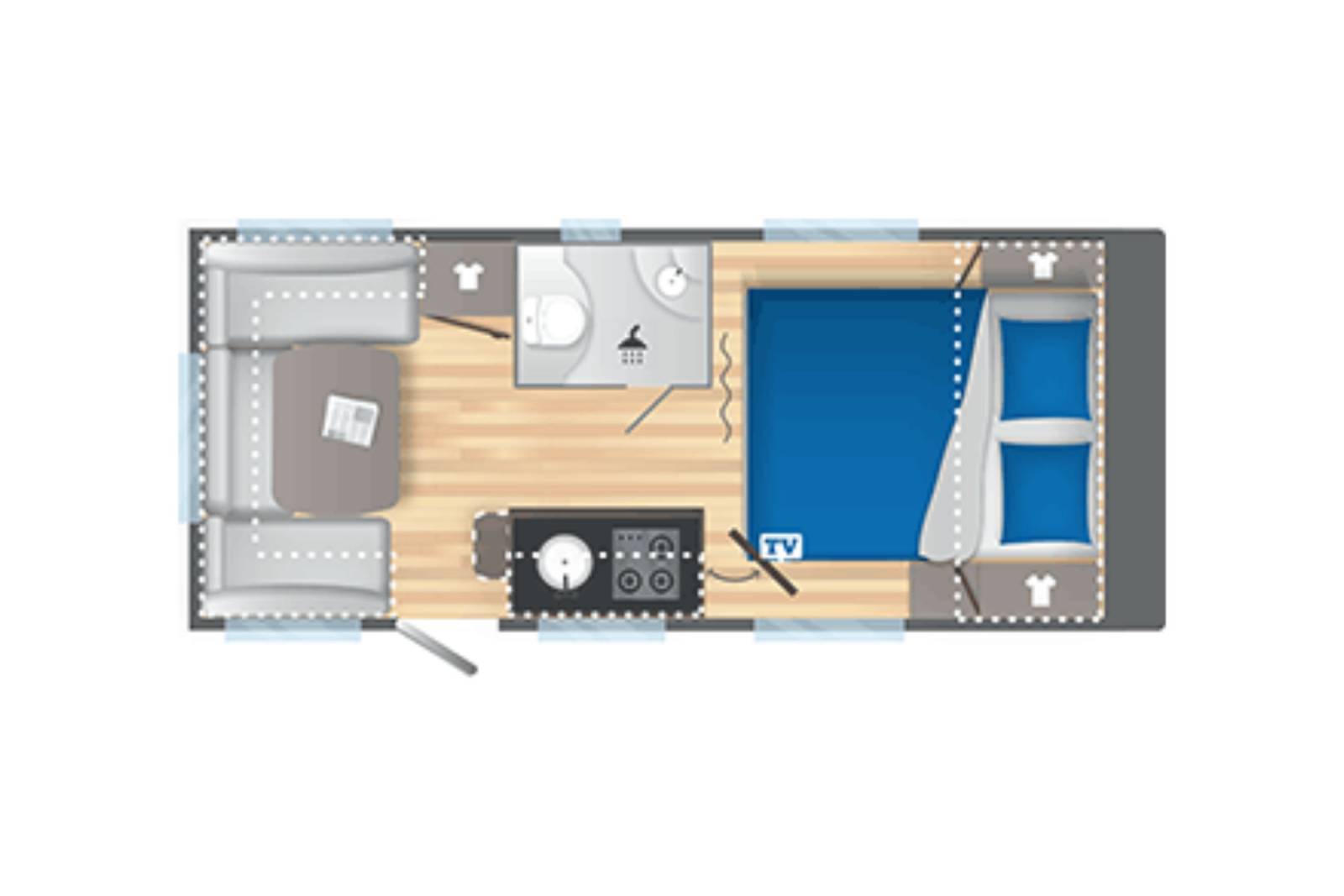 Achat Caravane occasion 4 couchages, presque neuve, lit central, climatisation, Caravelair Artica 490, à Roques, proche de Toulouse (31)