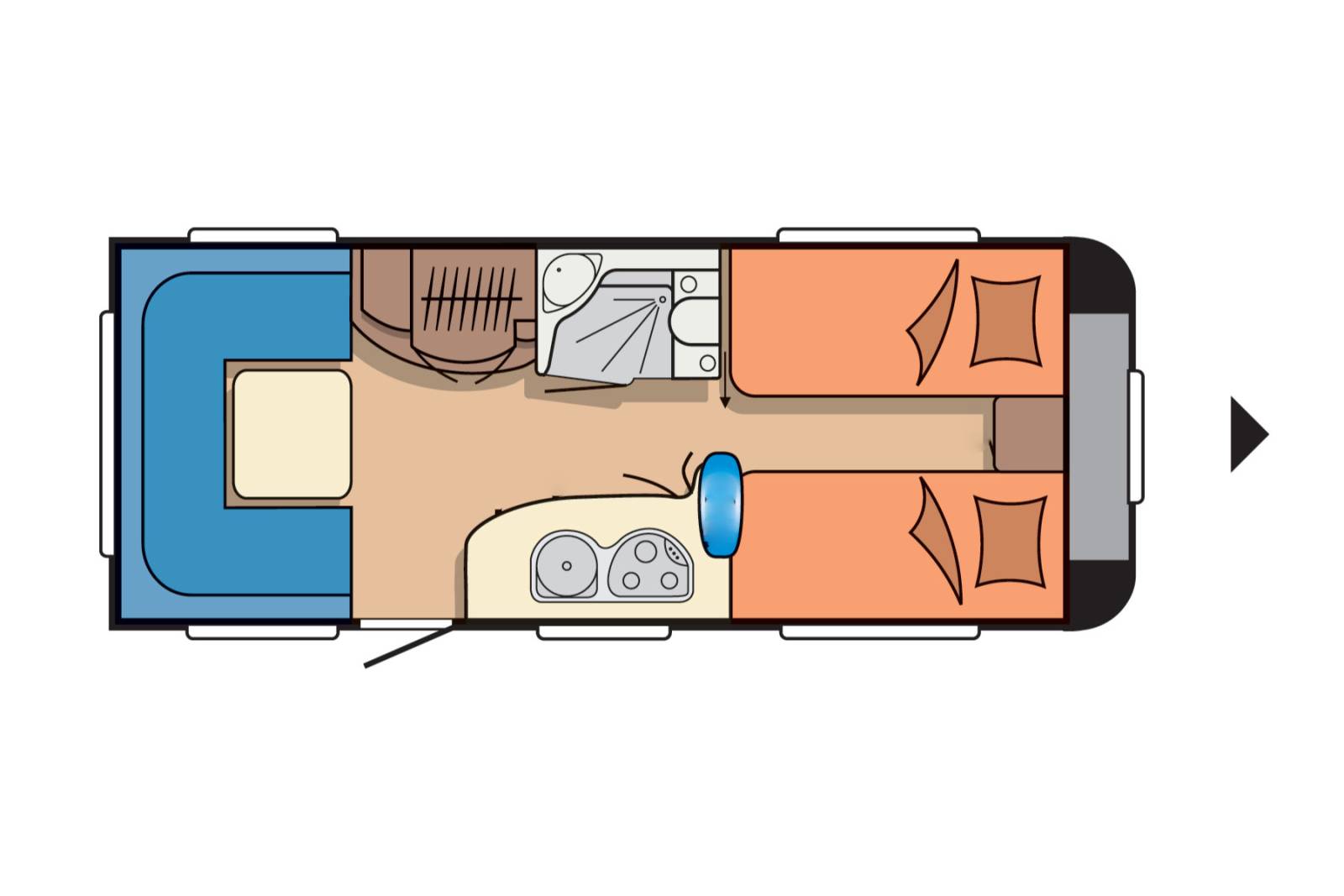 Achat Caravane occasion, 4 places, lits jumeaux, Caravelair Ambiance 450 Style, à Roques proche de Toulouse 31.