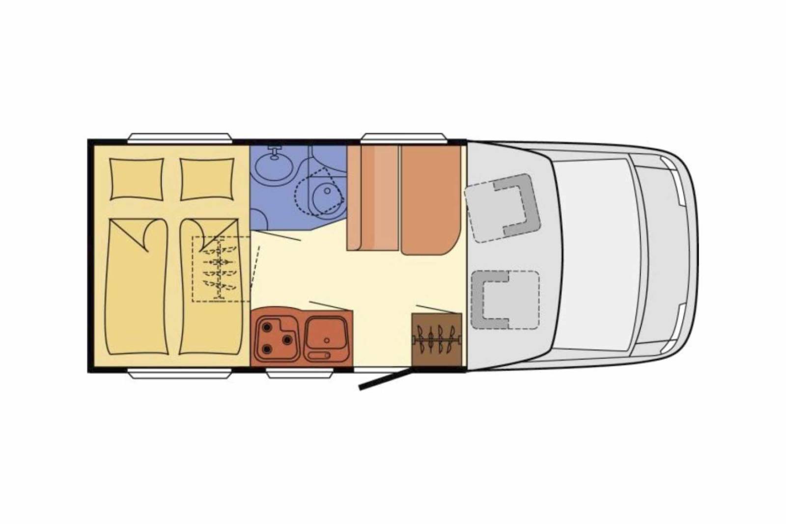 Achat Camping-car Profilé Occasion, lit sur soute, pour deux, moins de 7 m, la taille d'un fourgon, petit prix, Hymer Van 522, chez Vacances et loisirs, spécialiste du camping-car d'occasion à Roques, proche de Toulouse (31)