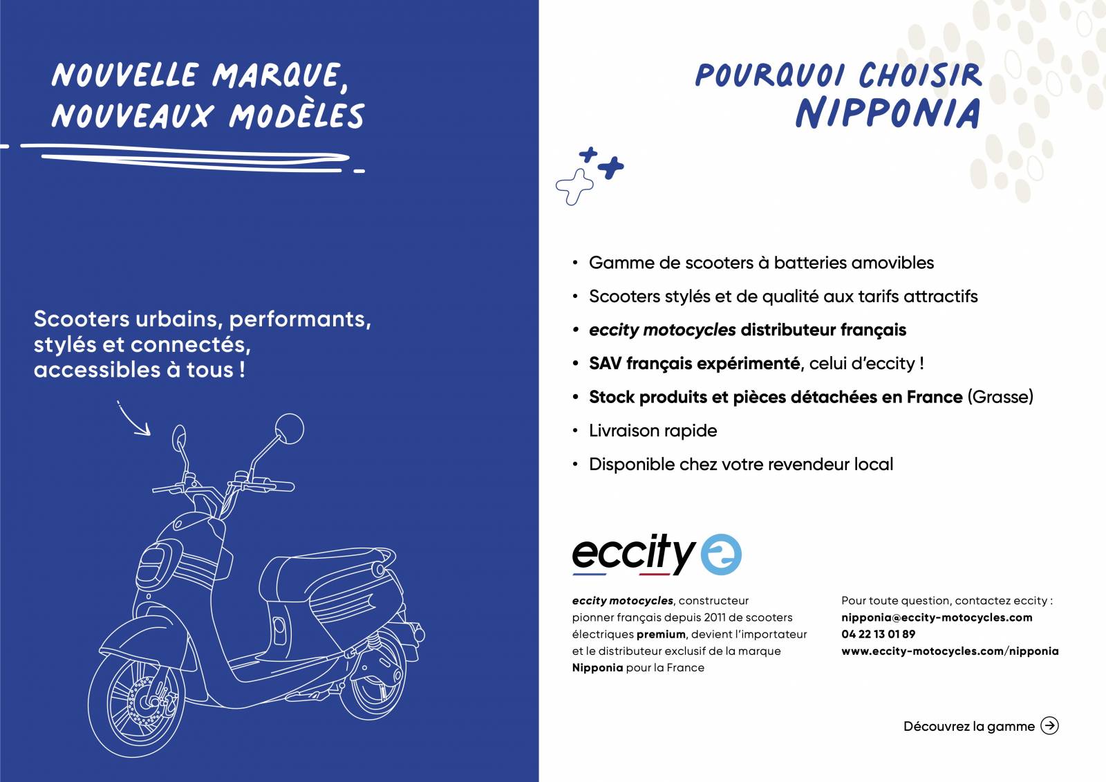 Vend Scooters électriques NIPPONIA chez Vacances et Loisirs, à Roques, proche de Toulouse (31)