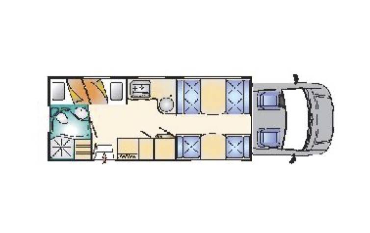 Achat Camping-car capucine occasion, 4 places, lits superposés, 7 couchages, double dînette, Mercedes, Rimor Superbrig 749, à Roques proche de Toulouse (31)