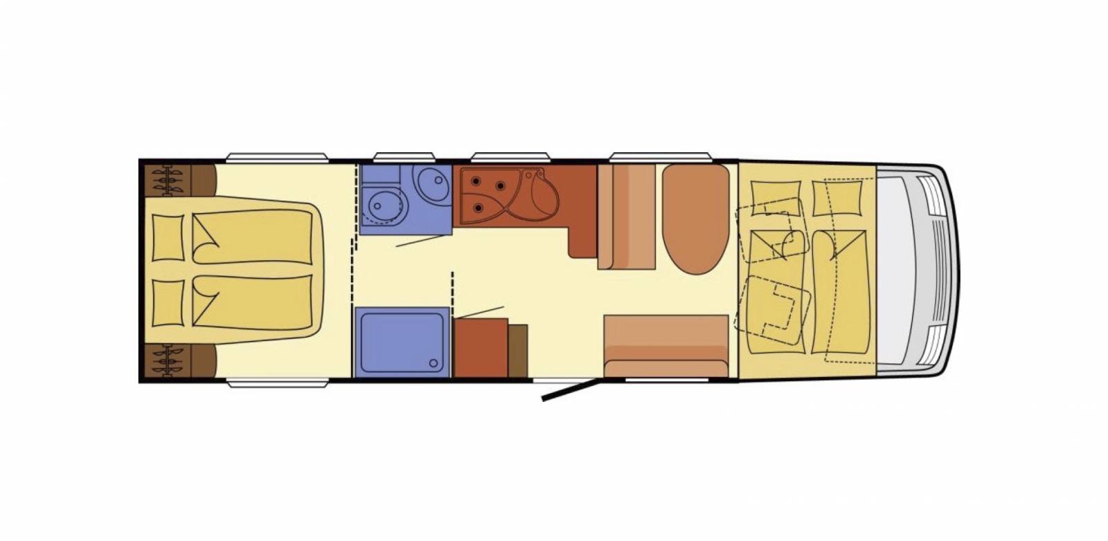 Camping-car intégral poids lourd occasion Dethleffs Advantage i 7151 DBM, lit central et de pavillon, 4 places, 150cv, poids lourd, fabrication allemande, très bien équipé, visible à Toulouse (31)
