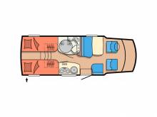 Vend Camping-car profilé occasion compact, lits jumeaux, 4 places, 3 couchages, lit de pavillon 1 place, Chausson flash 16, à Roques proche de Toulouse (31).